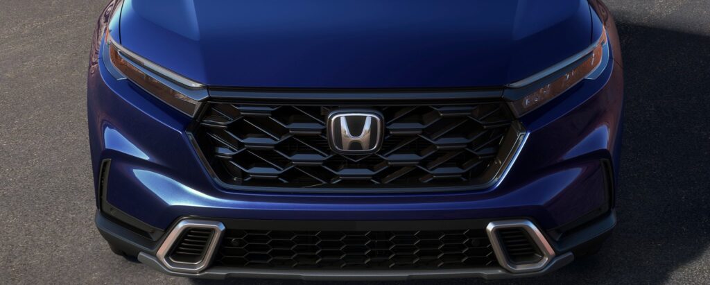 2027 Honda CR-V overhead close-up of front grille and bumper