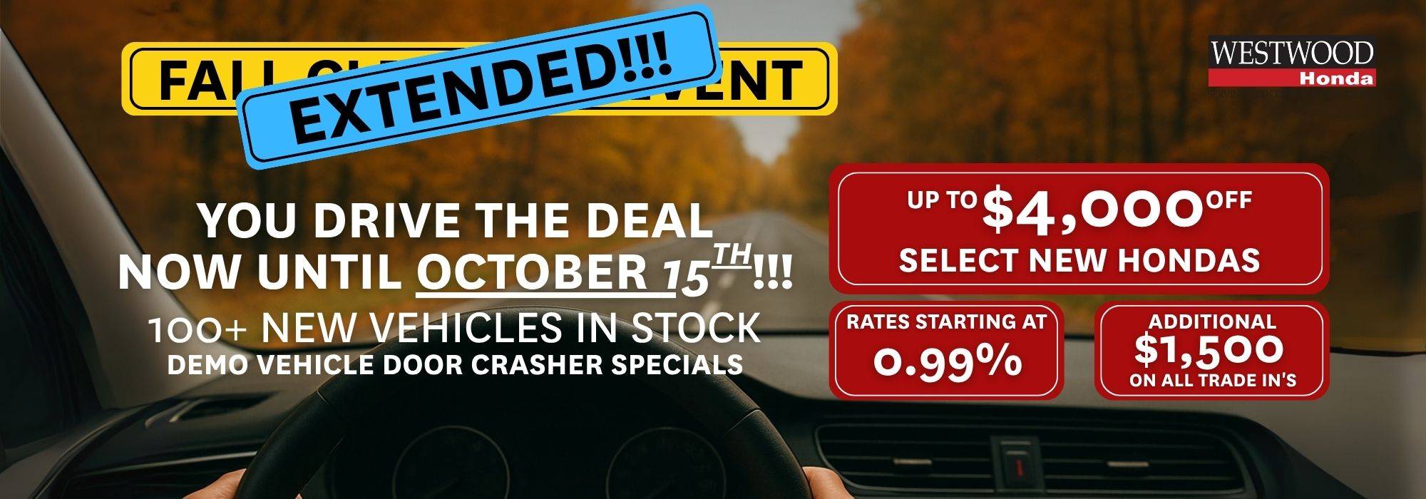 Westwood Honda Fall Clearout Event Extended